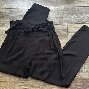 Society + Stitch Paperbag Pants, High/ Elastic Tie‎ Waist, Rayon, Black, size XL